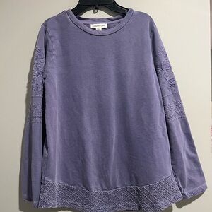 Coldwater Creek Lavender Embroidered Long Sleeve Top
